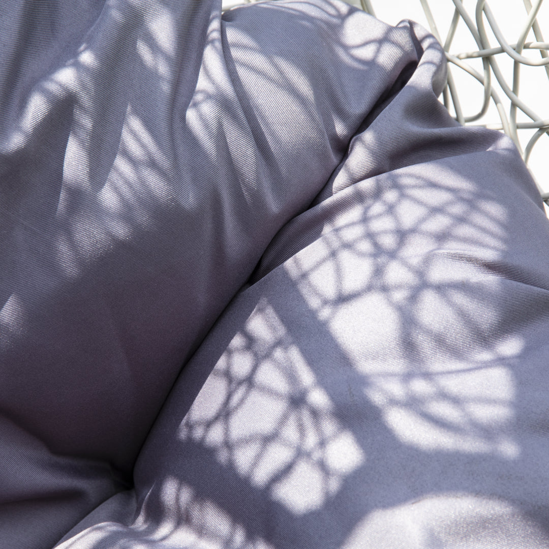 Double Swing Egg Chair with Premium Cushions & Stand in Light Grey