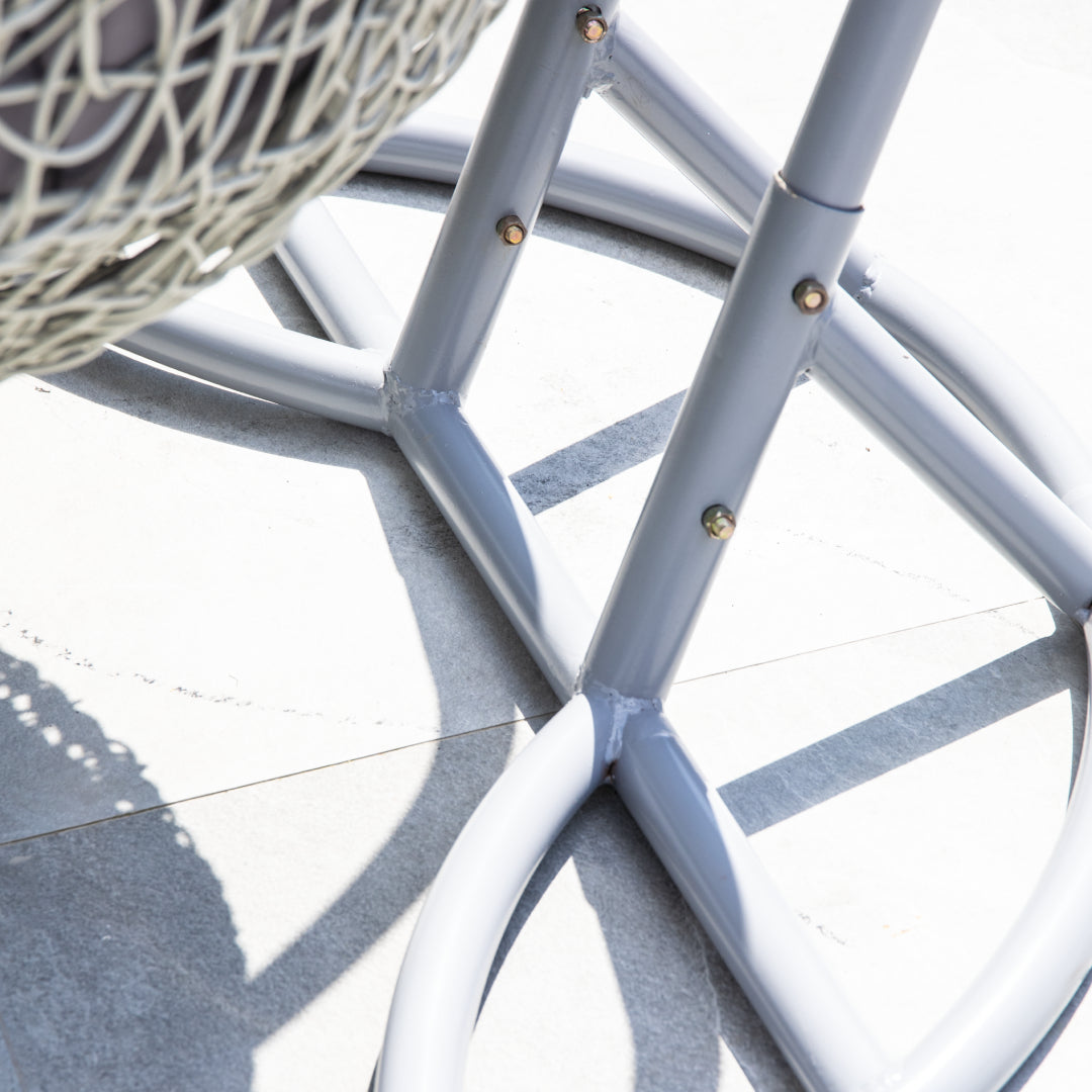 Double Swing Egg Chair with Premium Cushions & Stand in Light Grey