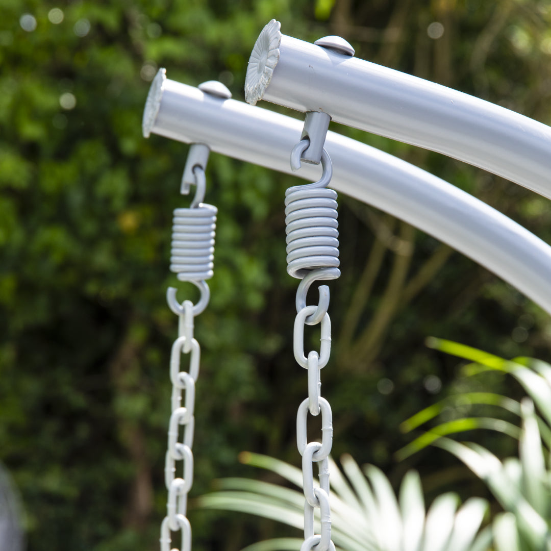 Double Swing Egg Chair with Premium Cushions & Stand in Light Grey