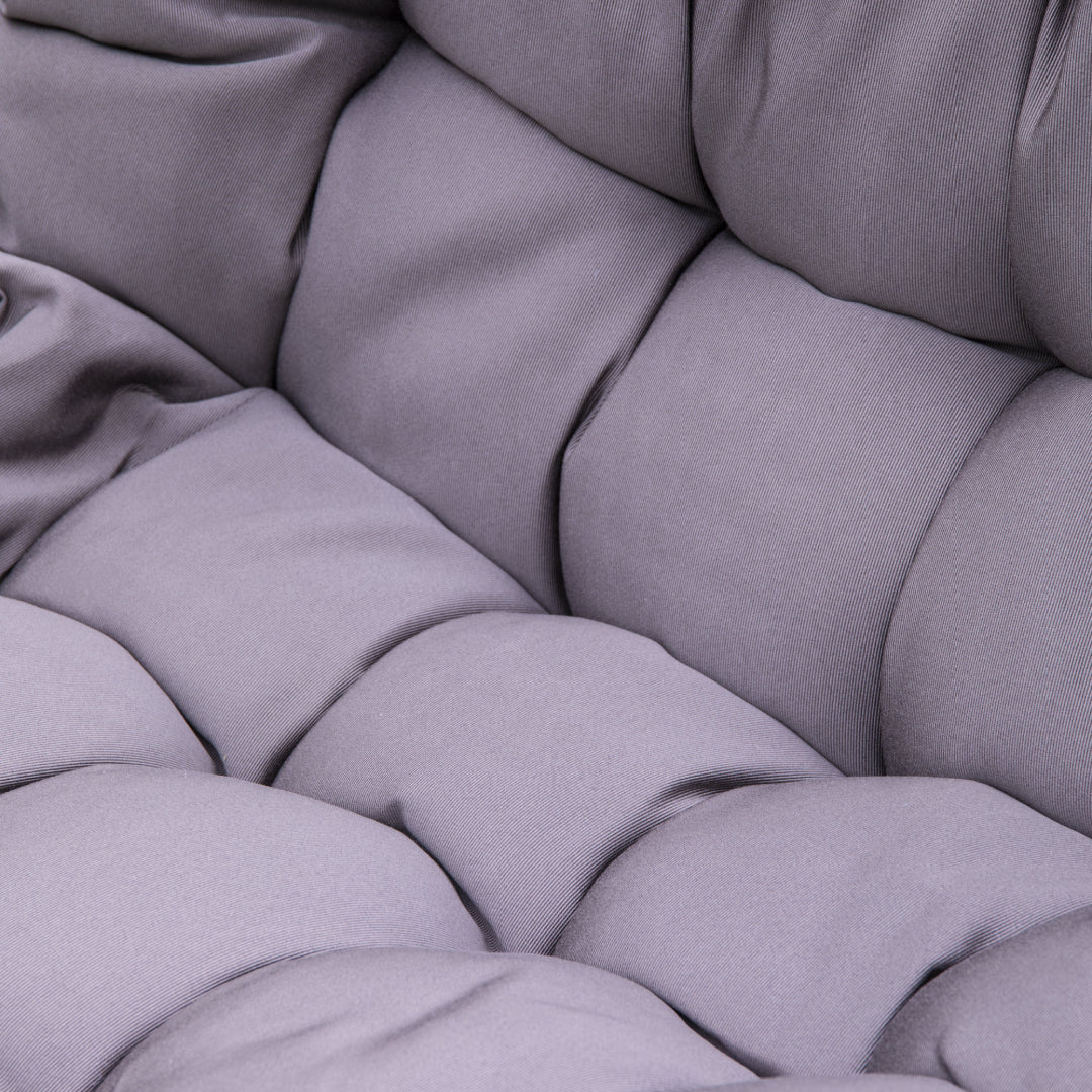 Double Swing Egg Chair with Premium Cushions & Stand in Black