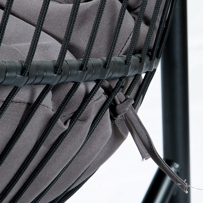 Double Swing Egg Chair with Premium Cushions & Stand in Black