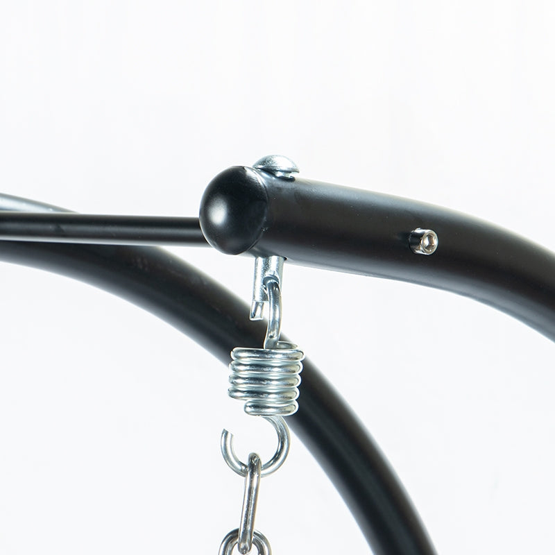 Double Swing Egg Chair with Premium Cushions & Stand in Black