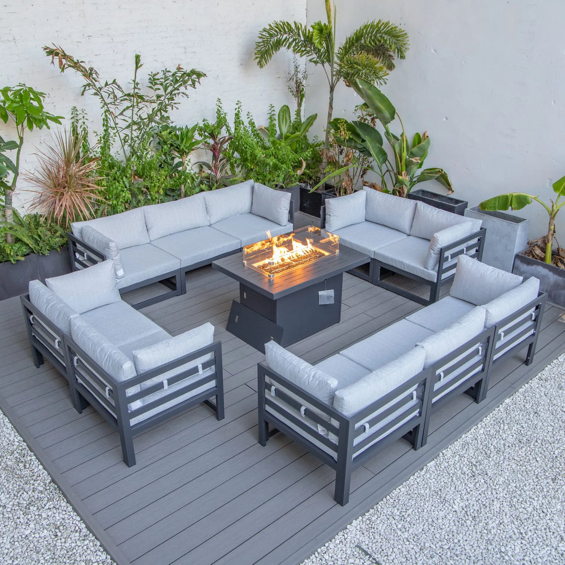 Premium Mayfair Dark Grey Aluminium Garden Sofa Lounge Patio Set With Firepit Or Table: Stylish &amp; Modern Outdoor Furniture