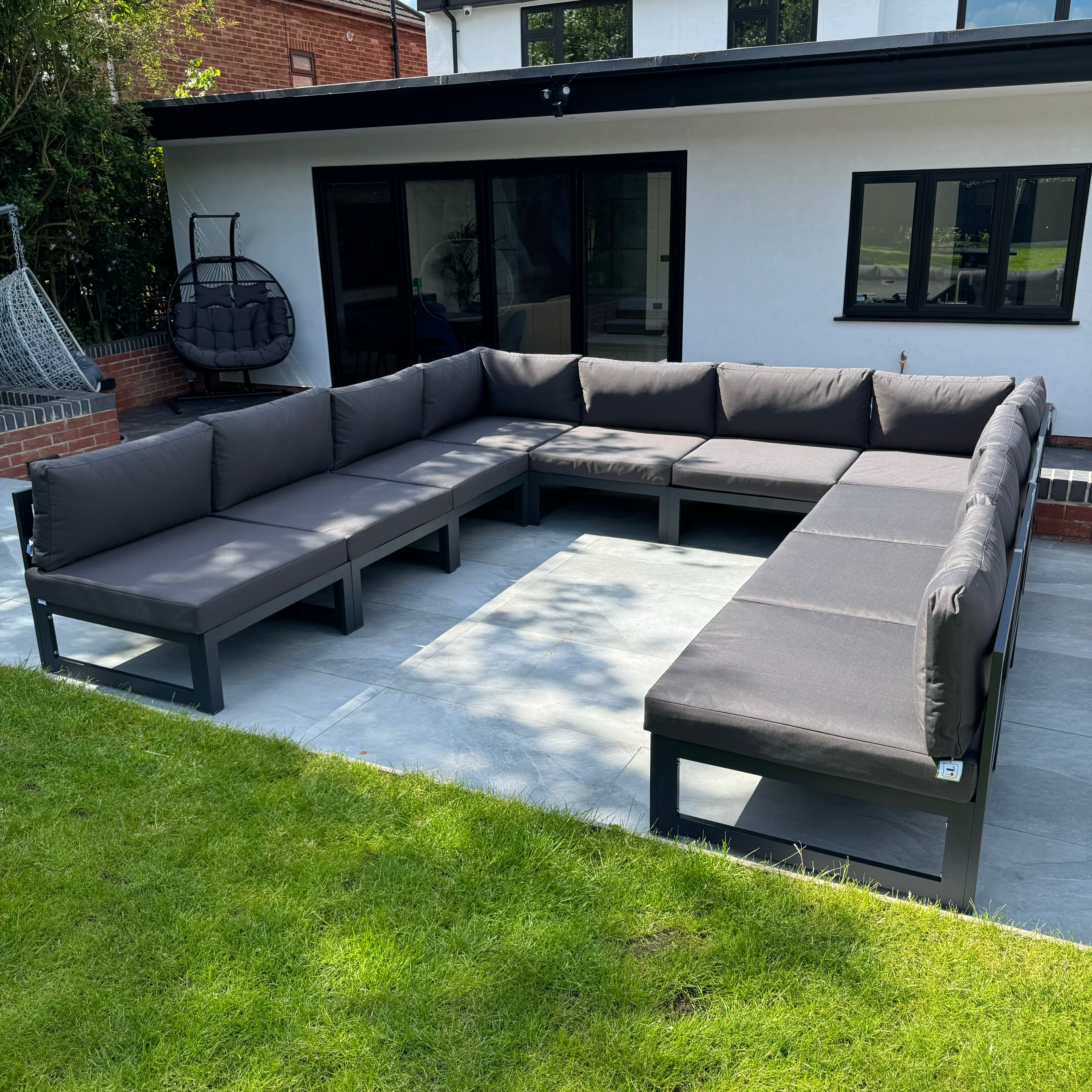 Mayfair 10 Seater Aluminum Garden Sofa Set in Dark Grey