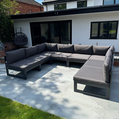 Mayfair 8 Seater Aluminum Garden Sofa Set in Dark Grey