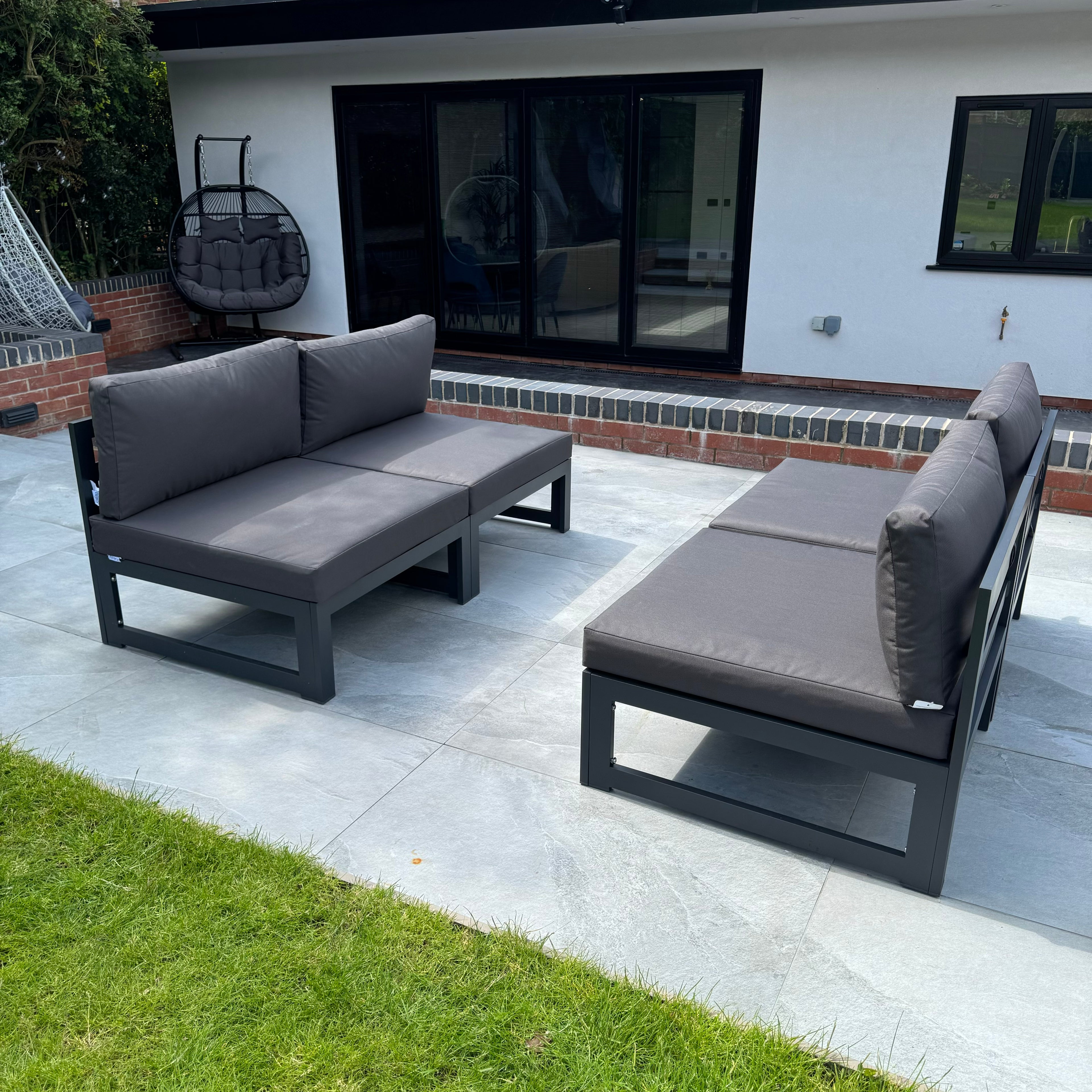 Mayfair 4 Seater Aluminum Garden Sofa Set in Dark Grey