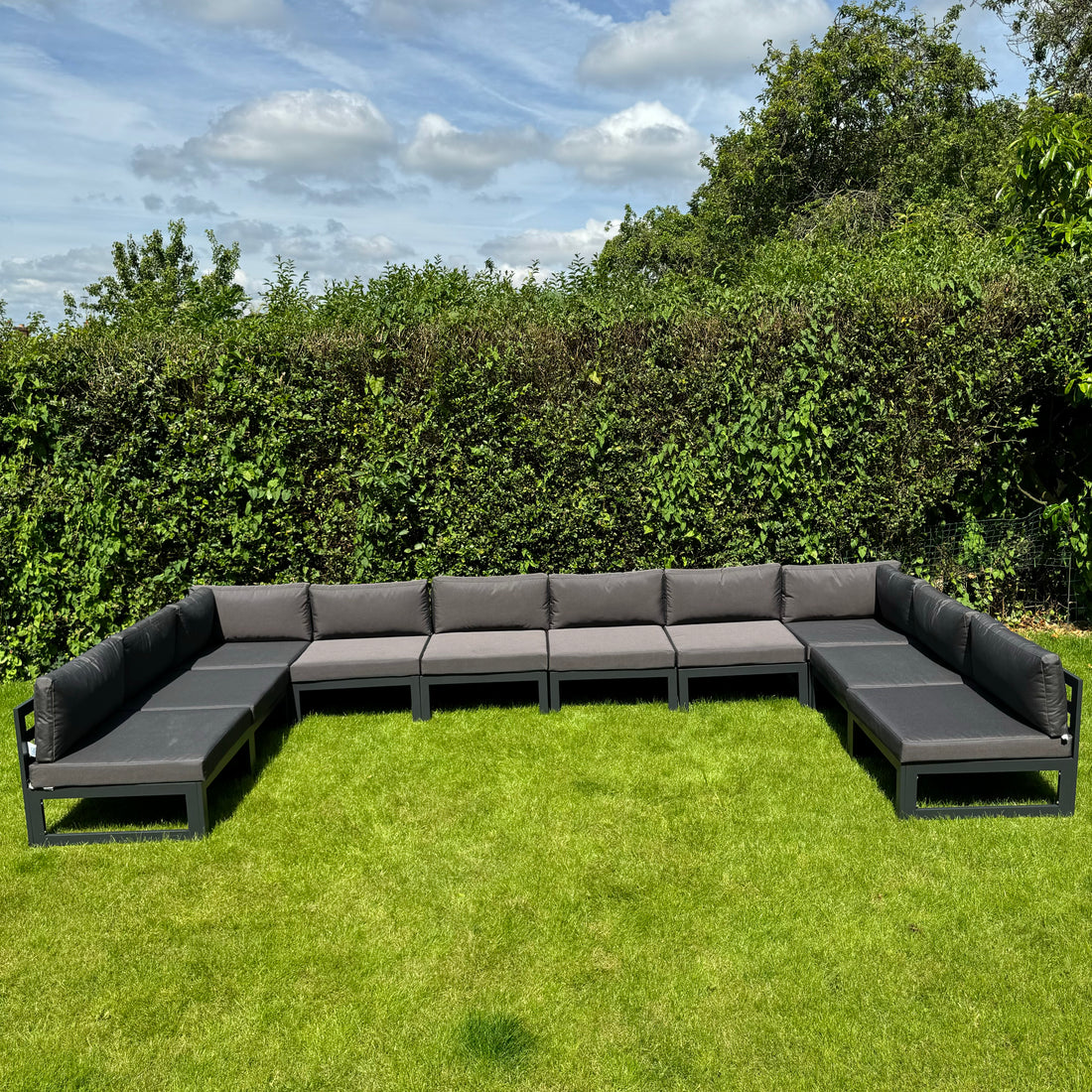 Mayfair 10 Seater Aluminum Garden Sofa Set in Dark Grey