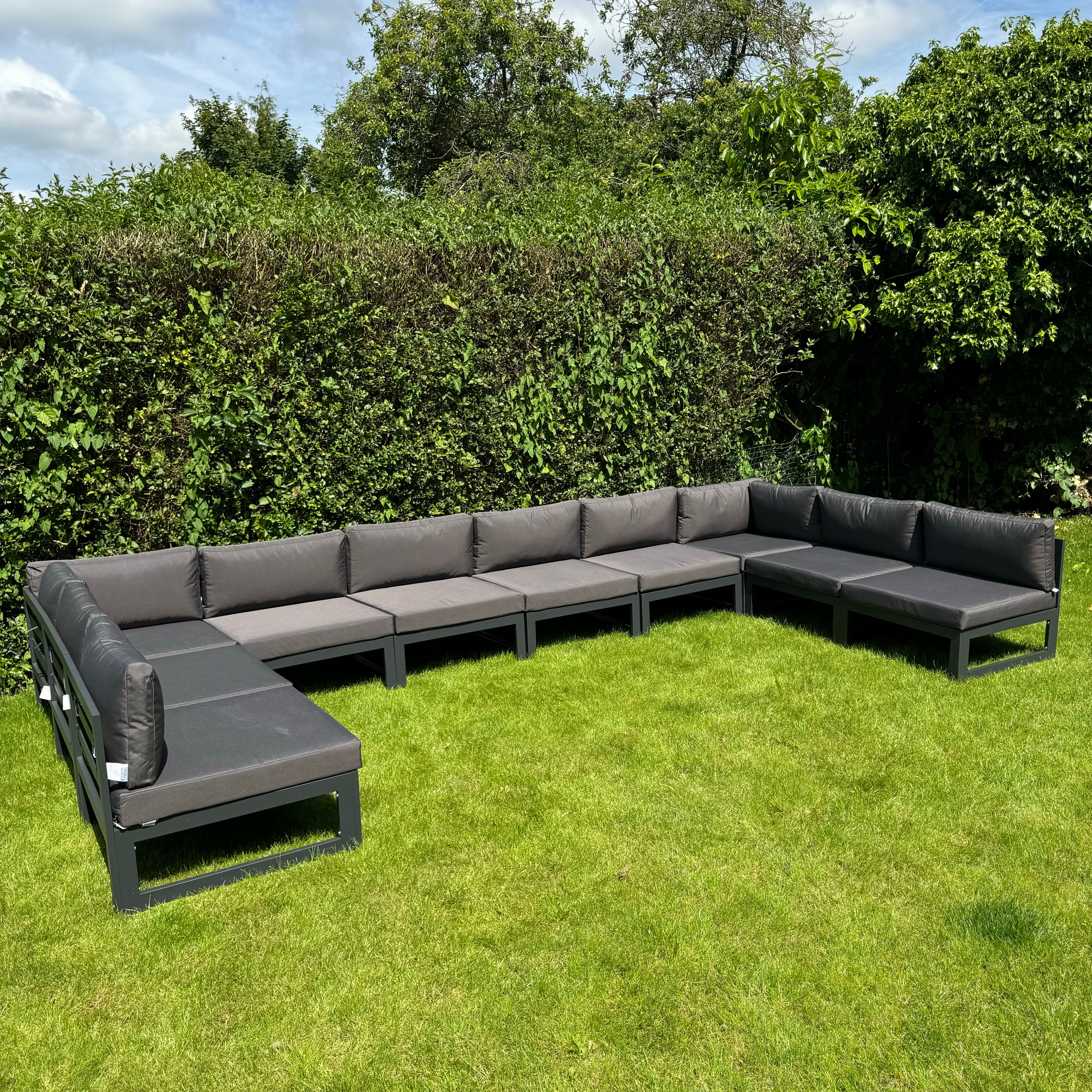 Mayfair 10 Seater Aluminum Garden Sofa Set in Dark Grey