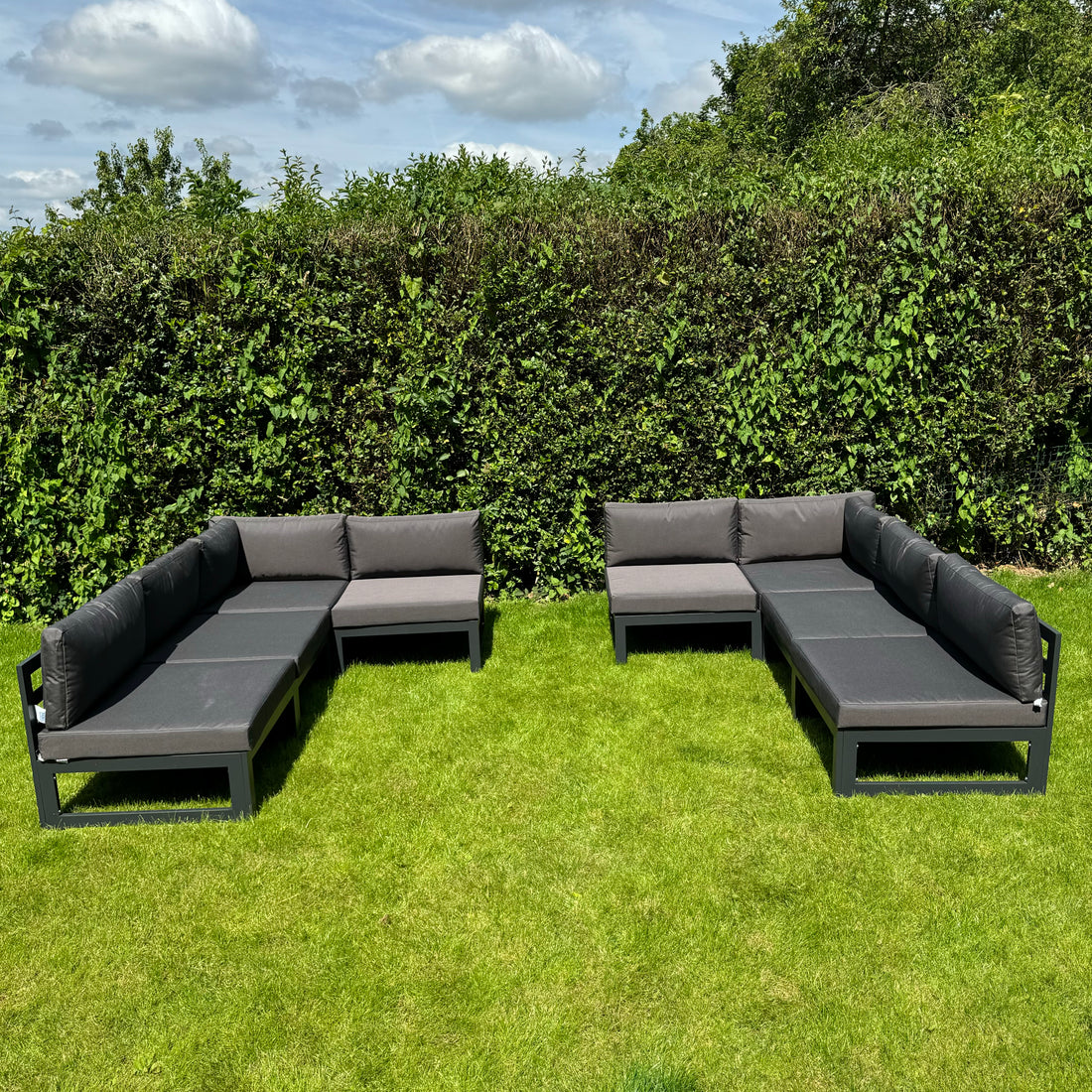 Mayfair 8 Seater Aluminum Garden Sofa Set in Dark Grey