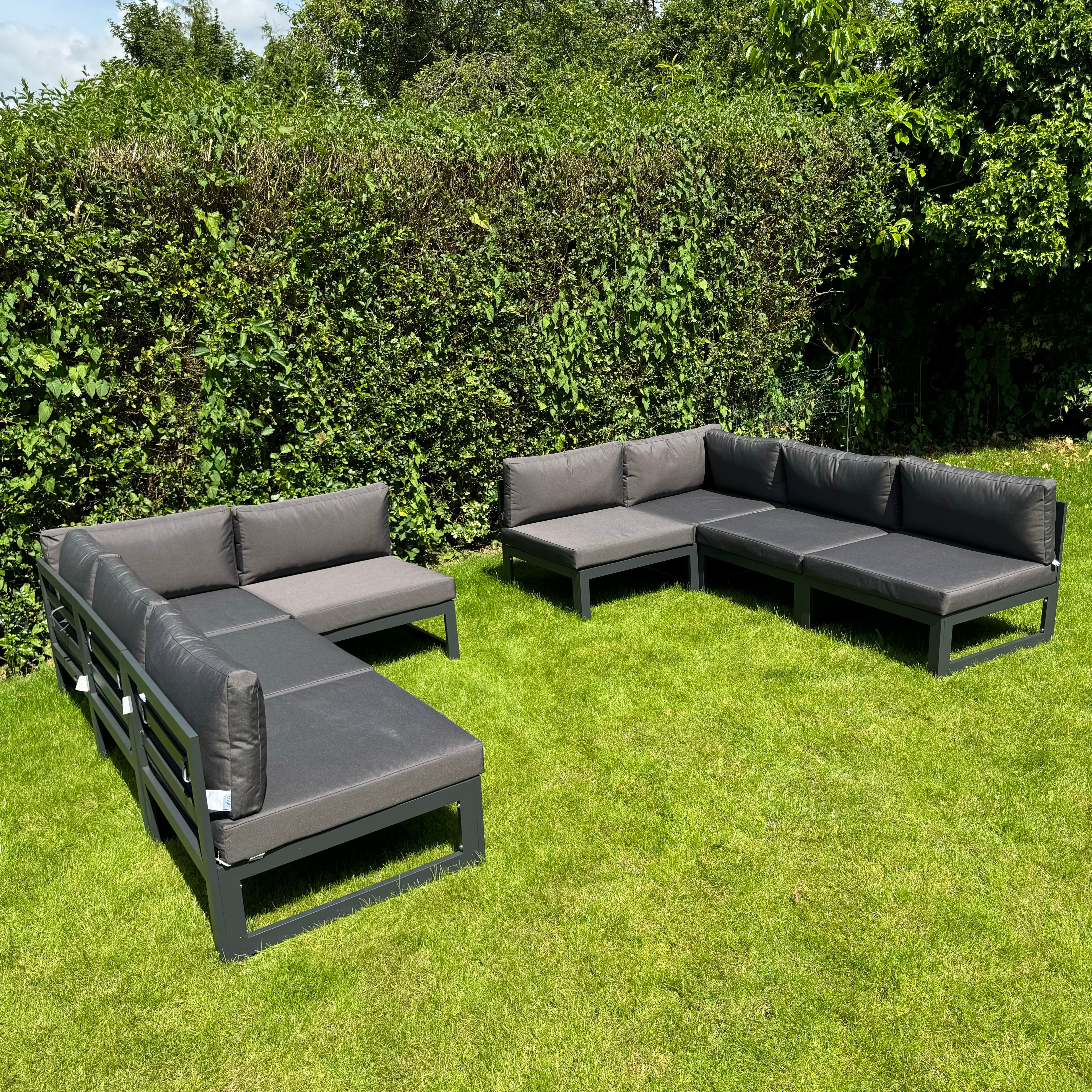 Mayfair 8 Seater Aluminum Garden Sofa Set in Dark Grey