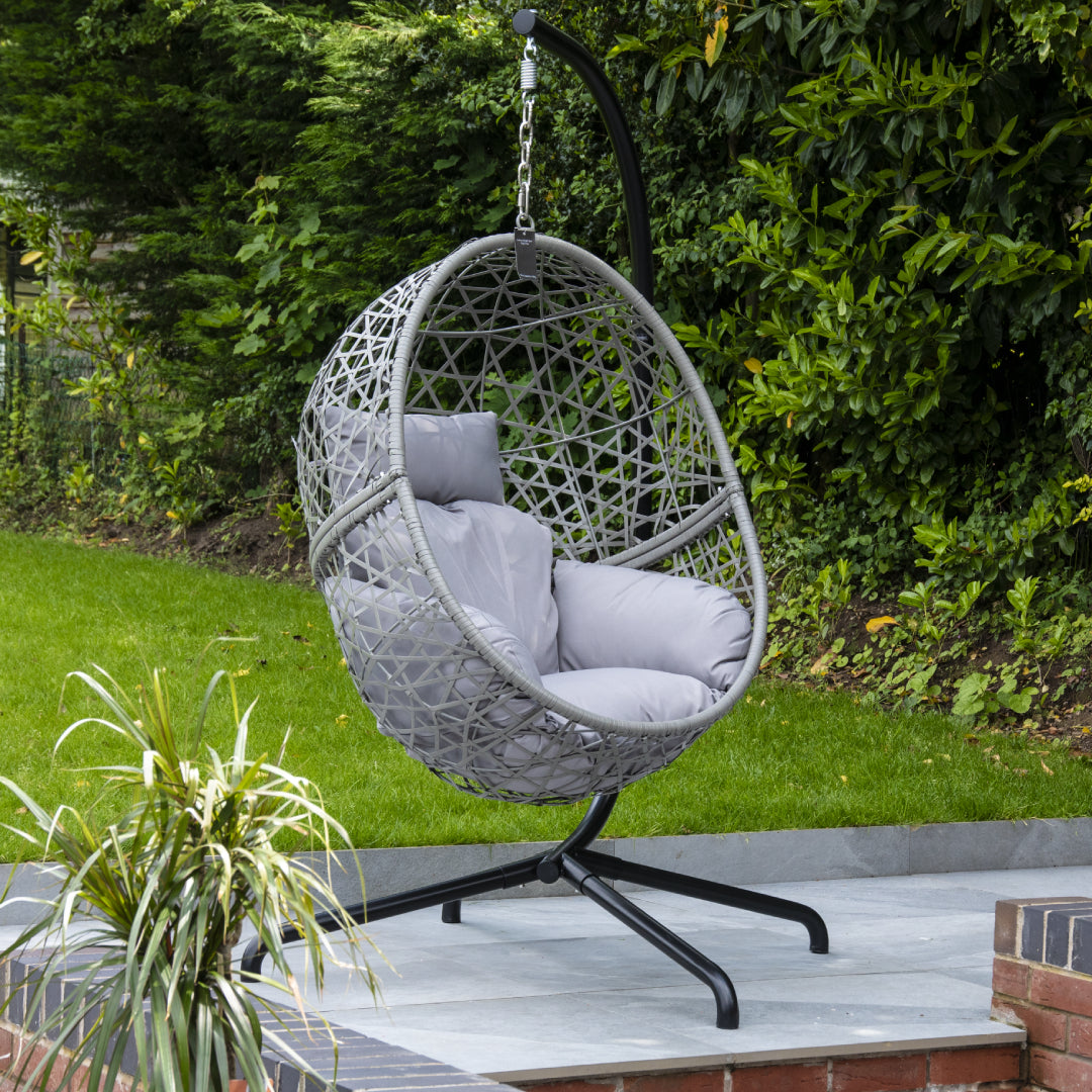 Single Swing Egg Chair with Premium Cushions &amp; Stand