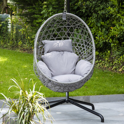 Single Swing Egg Chair with Premium Cushions &amp; Stand