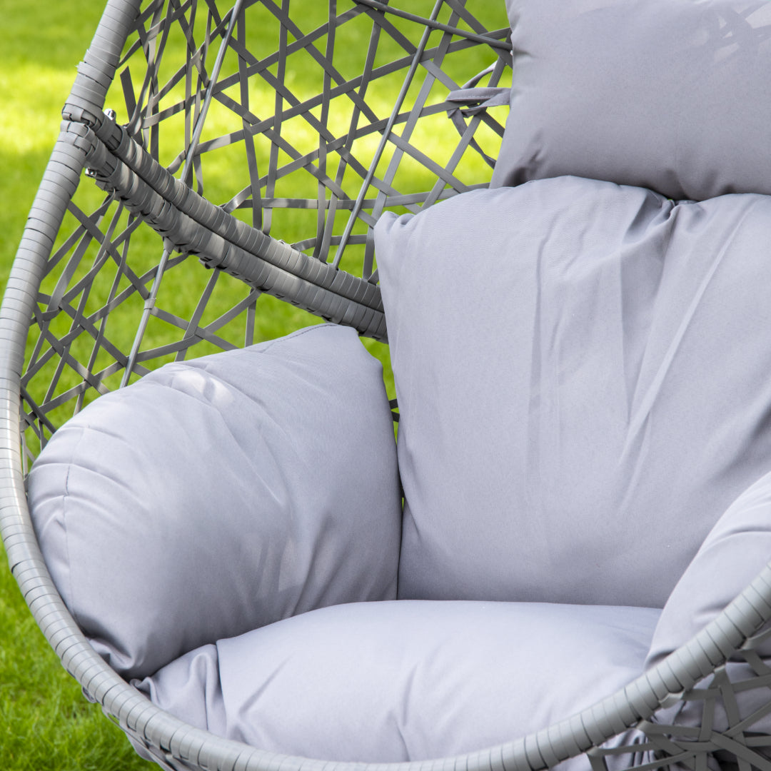 Single Swing Egg Chair with Premium Cushions &amp; Stand