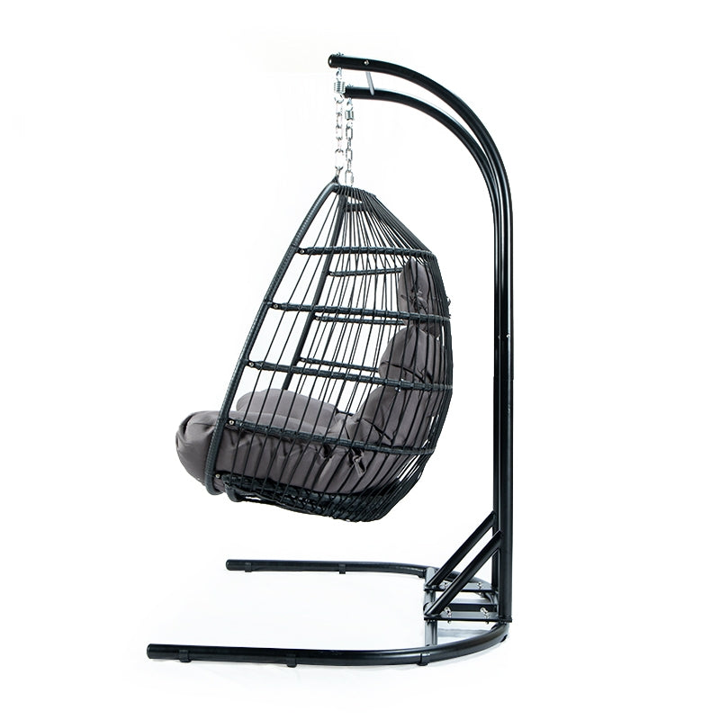 Double Wightwick Black Folding Hanging Egg Chair Wicker Stylish